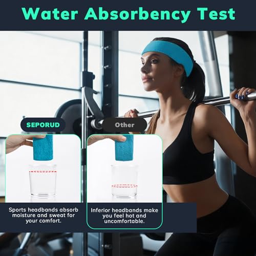 Image of Sweatbands Sports Headband for Men & Women - Terry Cloth Moisture-Wicking Sports Towel Headband for Tennis, Basketball, Running, Gym, and Fitness Working Out