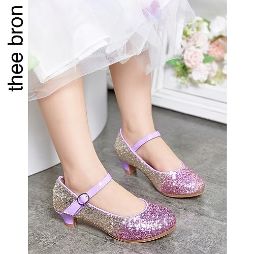 Image of THEE BRON Girls Low Heel Dress Shoes Mary Jane Party Wedding Flower Girl Pumps