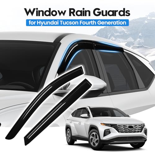 Image of Tucson Rain Guards - Window Visors for Hyundai Tucson 2022-2025 2026, Out-Channel Side Window Rain Guards for Tucson Accessories, 4PCS, Black, Car Accessories