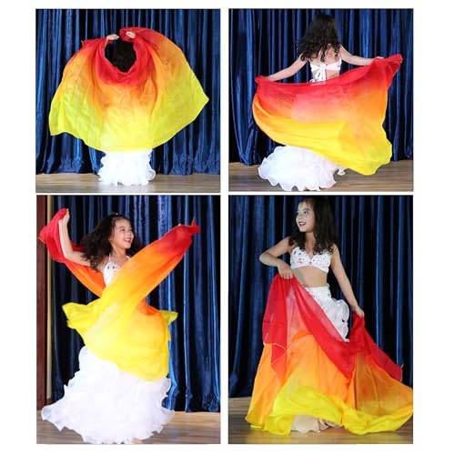 Image of Aumulen 8mm Girls Hand-Made Belly Dance Silk Scarf Veils Gradual Colors