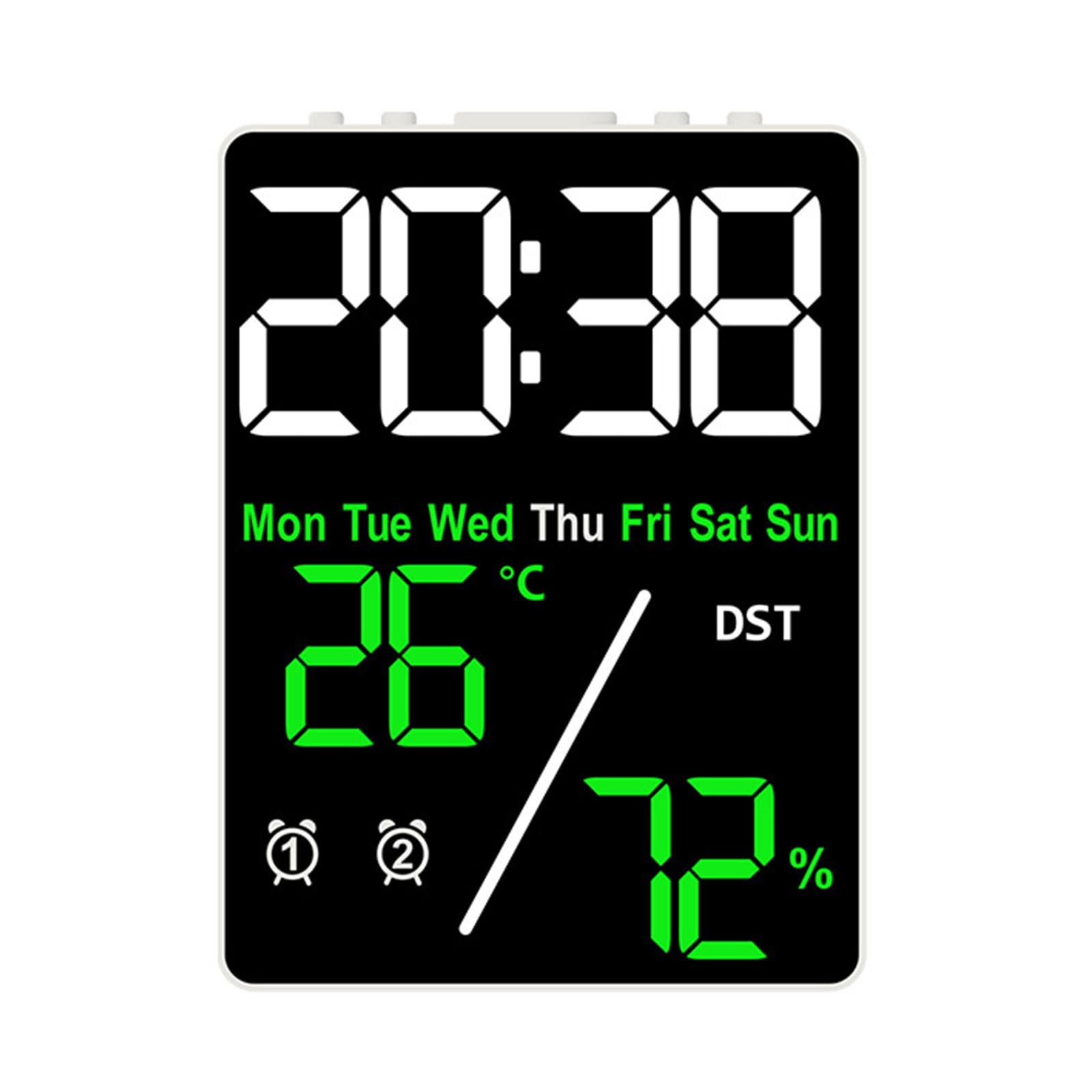 Hsioluted Multifunctional Indoor Temperature Electronic Alarm Clock Digital Clock with Simple Setups and Weather Monitorings Weather Stations