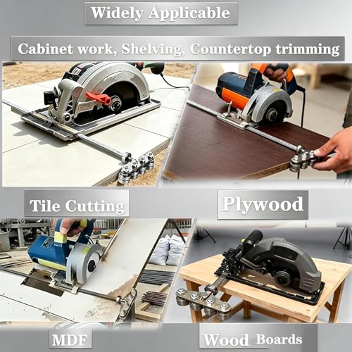 12 Inch Circular Saw Guide, Circular Saw Guide Rail with Roller Guide and Positioning Calipers, Adjustable Rip Fence for Circular Saw, Straight Edge Cutting Guide for Woodworking and DIY Projects by TMFNX - Used condition - Image 6