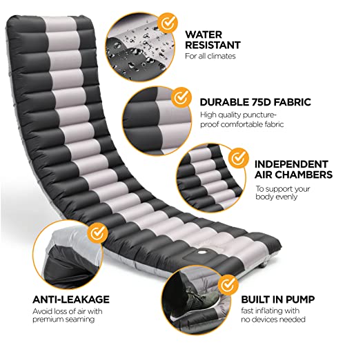 Homeify Inflatable Sleeping Pad + Memory Foam Camping Pillow - Ultralight Camping Mattress With Built-In Foot Pump, Includes Carry Bag & Repair Kit, Ideal Sleeping Mat For Backpacking, Hiking, Camping #TOP2