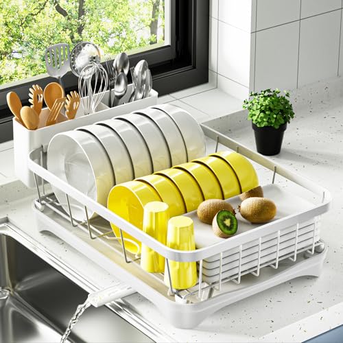 arshray Dish Drying Rack - Space-Saving Dish Rack, Dish Racks for Kitchen Counter Dish Drainer with Utensil Holder & Adjustable Spout 16.5