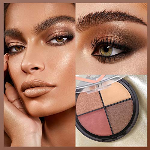 Mimore Highlighter Palette, Paleta de contorno de sombras de ojos Highlight de 4 colores,Maquillaje Shimmer High Glow, 4… - Imagen 3