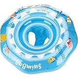 ベビー用浮き輪 足入れ浮き輪 可愛い 子供フロート ベビーフロート お風呂 うきわ ハンドポンプ付き 6ヶ月-3歳適用 (ブルー)