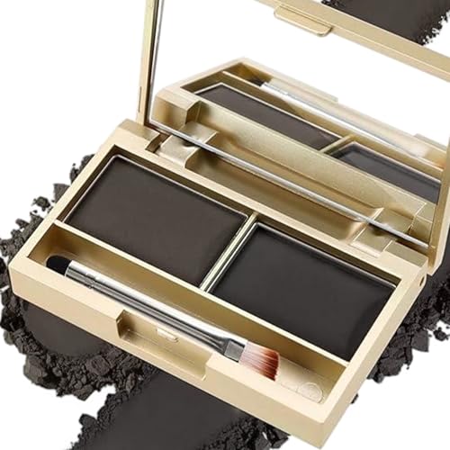 2-Colour Eyebrow Palette – Multi-Purpose Use for Eyeshadow Hairline & Contour – Waterproof & Long-Lasting – Compact & Portable Brow Kit – Dark Brown Powder for Natural Finish(#02)
