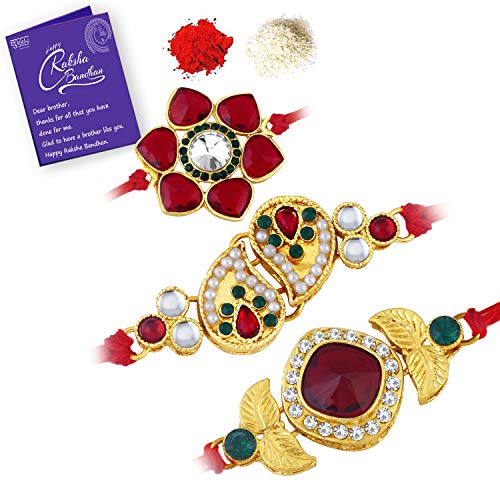 See full amazon price history chart for Sukkhi Rakhi Trendy Kundan Rakhi Combo & Designer Gold Plated Premium Rakhi for Brother, Roli Chawal & Greeting Card|Rakhi for Bhaiya|Rakhi for MEN|Kundan Rakhi|Rakhi Combo-Set of 3 |CBRAK82926 Sukkhi Rakhi Trendy Kundan Rakhi Combo & Designer Gold Plated Premium Rakhi for Brother, Roli Chawal & Greeting Card|Rakhi for Bhaiya|Rakhi for MEN|Kundan Rakhi|Rakhi Combo-Set of 3 |CBRAK82926 (B07TN6YZWT) Amazon Price History, Amazon Price Tracker