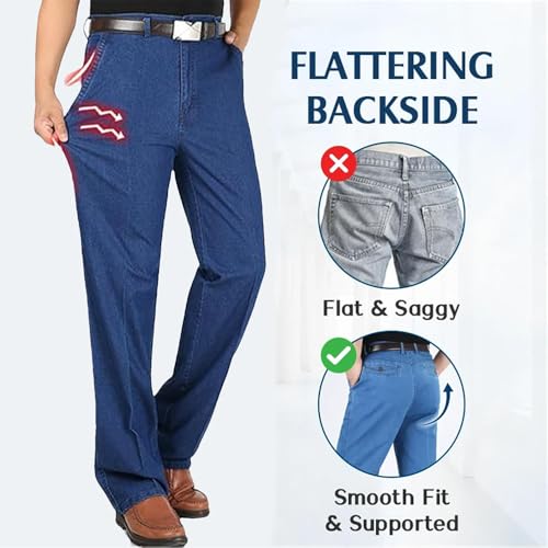 Jeans for Older Men,Men's Classic Straight Fit Stretch Jeans for Every Occasion3