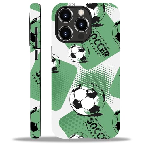 yicomon Compatible with iPhone 12 Pro Max Case, Green Football Pattern Print Matte Phone Case Durable Fashion Funny Liquid Silicone Case Soft Anti-Scratch Shockproof Protective Cover
