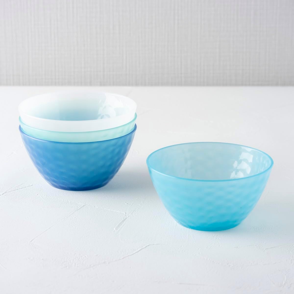 ABODE Homeware PHTBL3039DBA Hammered Texture Small Bowl, Crack Resistant, 7.8 fl oz (220 ml), Assorted Colors, Stylish Design, Plastic, Microwave & Dishwasher Safe, BPA Free, Small, Bowl, Deep Plate,