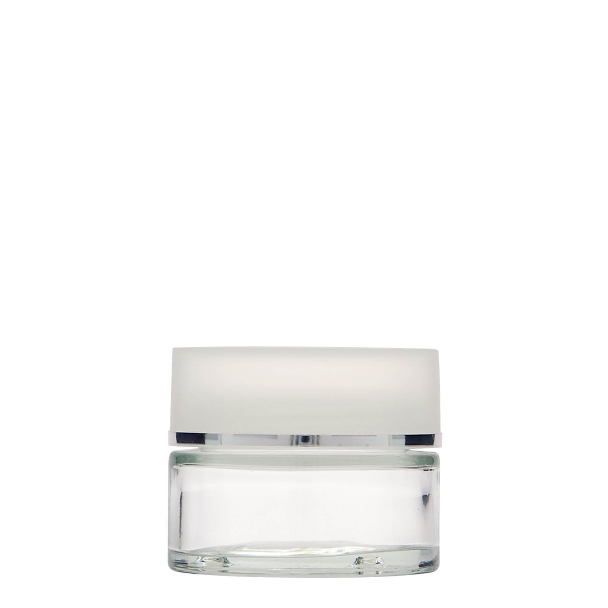 Szklany słoik 50 ml Clear Edition zestaw 12 sztuk z białą zakrętką do kremów i kosmetyków