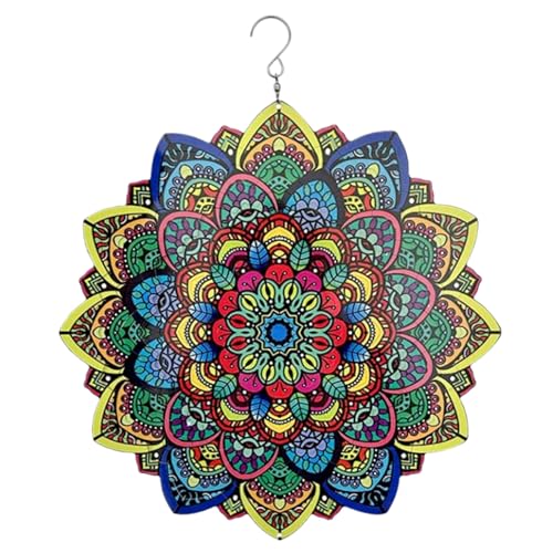 Hilanderos de viento al aire libre con reflejo 3D y estructura de mandala resistente 2