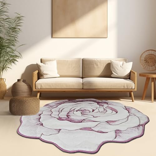 Amazon.com: Flower Rug 5ft Round Area Rugs Cute Plush Flower Shaped Rug ...