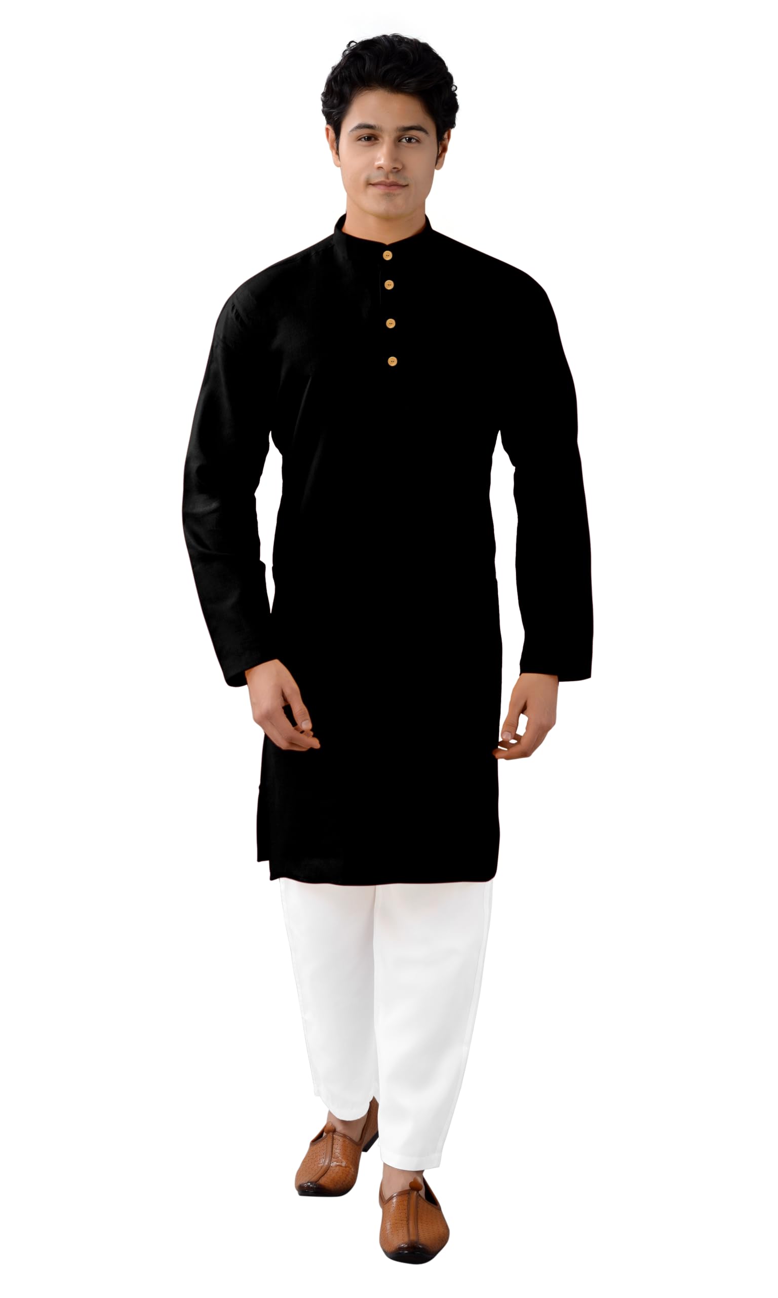 ChandrakalaMen's Tunic Cotton Kurta Pajama Set Indian Casual Yoga Dress (MK101)