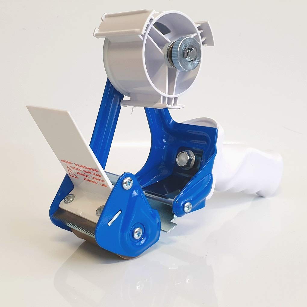 Handabroller für Klebeband Paketbandabroller hochwertiger Klebebandabroller mit Abrollbremse Packband Abroller (2 Handabroller + 12 Rollen Packband)