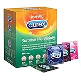 Durex Surprise Me Kondome – Aufregende Vielfalt, praktisch & diskret verpackt - für sicheren Sex & extra Stimulation – 40er Großpackung