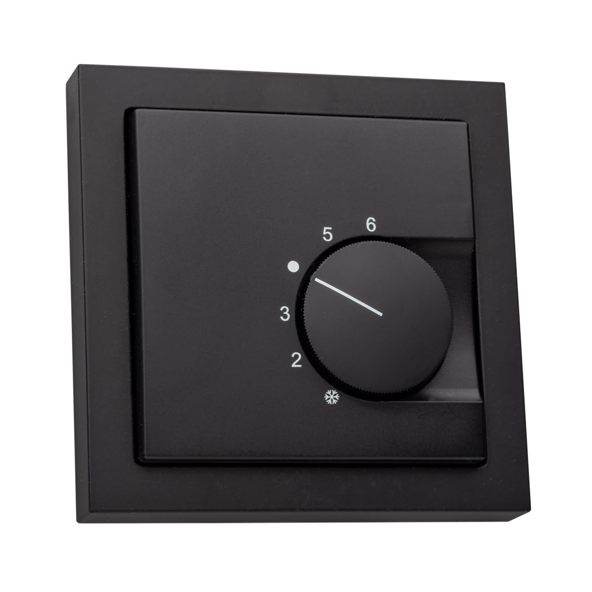 Raumthermostat schwarz für Fußbodenheizung mit Busch-Jäger Future Linear 1-Fach Rahmen 1721-885K schwarz + Abdeckung 62x62mm, Kontaktausführung Öffner für Stellantriebe 230V stromlos geschlossen (NC)