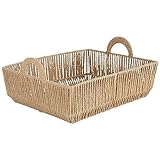 Simplify Large Shelf Storage Basket | Dimensions: 15'x 13'x 5'| 2 Carry Handles | Vertical Weave Design | Paper Rope Material | Great for Living...