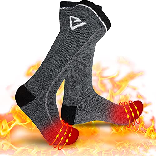 V.Step Heated Socks for Men Women, Electric Cotton Socks with 3400mAh Rechargeable Batteries, Forefoot and Toe Thermal Socks for Winter Heater Snow Sports, Dark Grey, S