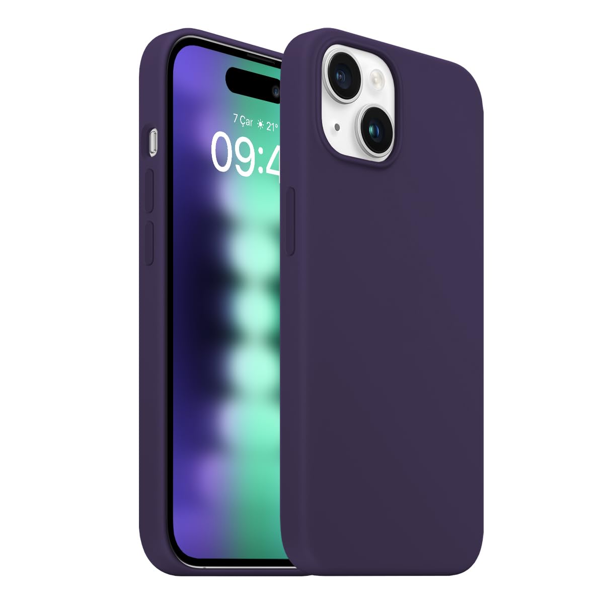 Buff iPhone 15 Plus ile Uyumlu Rubber Fit Kılıf Silikon Kılıf, İpeksi Dokunuş Hisli, Tam Koruyuculu Darbe Önleyici Kapak (Mor)