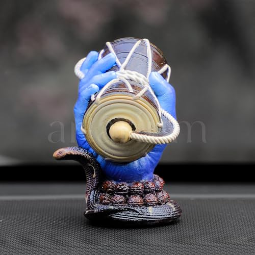 Image of Artarium Resin Religious Shiva Damru Idol Lord Shiv Hand Statue Shivji Murti Sheshnag Damroo Decorative Showpiece for Car Dashboard Pooja Room Home Decor (Shiva Damru Blue 3 Inch)