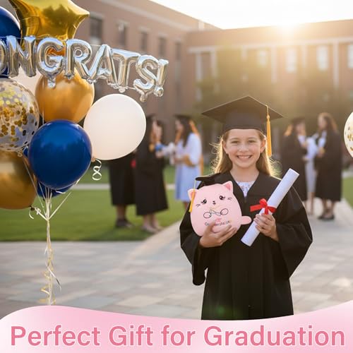 Graduation Gift Cat Stuffed Animal - Pink Cat with Graduation Cap Gown Plush Toy for Kindergarten Preschool Elementary Graduation 2026 Soft Personalized Graduation Gifts for Kids Girls Her 9 Inch — view 4