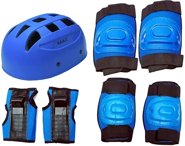 BAAZ 4 in 1 Protective kit (Helmet Head Guard, Knee Guard, Elbow Guard, Hand Guard) for Skating, Cycling & Multiple Sport for Kids, Boys, Girls, Men & Women (Blue)