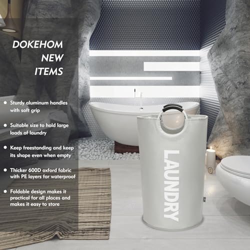 DOKEHOM 125L X-Large Collapsible Washing Laundry Basket Bag (7 Colors) for Bedroom, Fabric (Grey, XL)