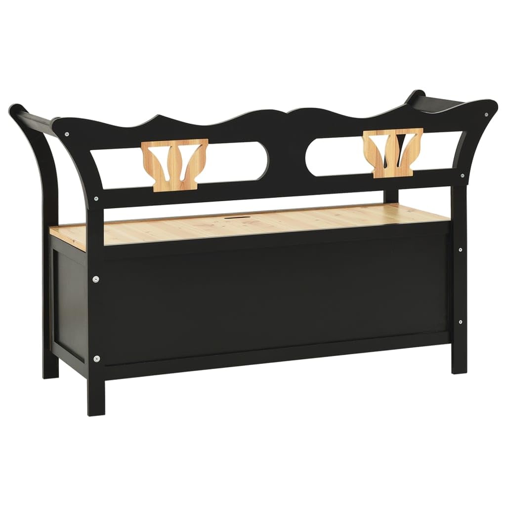 Banco negro 107 x 45 x 75,5 cm madera maciza abeto con espacio de