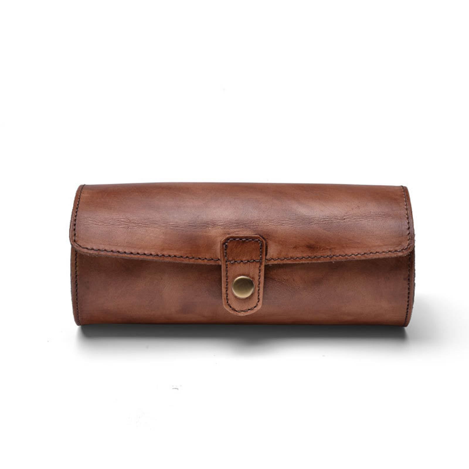 XJBTBA Rotolo per Orologi, custodie da Viaggio con Velluto di Lusso, Scatola Interna per Orologi, Multifunzionale, 2/3 Griglie, Pelle di Vacchetta Come descritto