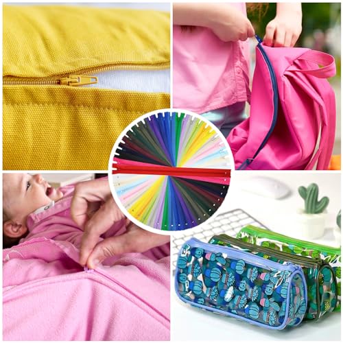 Image of Zippers for Sewing, DOITEM 24 pcs 45cm /18 Inch Multicolor Nylon Coil Zippers for Sewing and Crafts 24 Colors