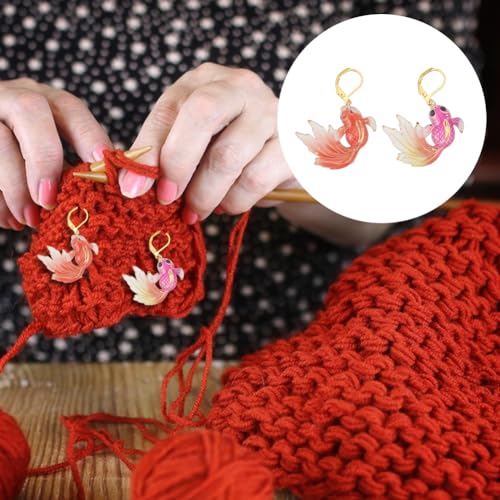 PLIGREAT 12 Pcs Colorful Koi Fish Stitch Marker Set Mini Resin Charms Removable Clasp Locking Stitch Marker for Weaving Sewing Quilting Womens Knitting Gifts DIY Pendants Jewelry Making Accessories - Image 4