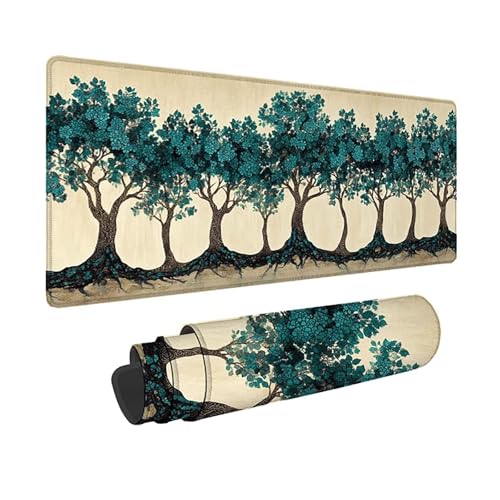 Tapis souris forêt sous main bureau grand format bleu anti-glisse