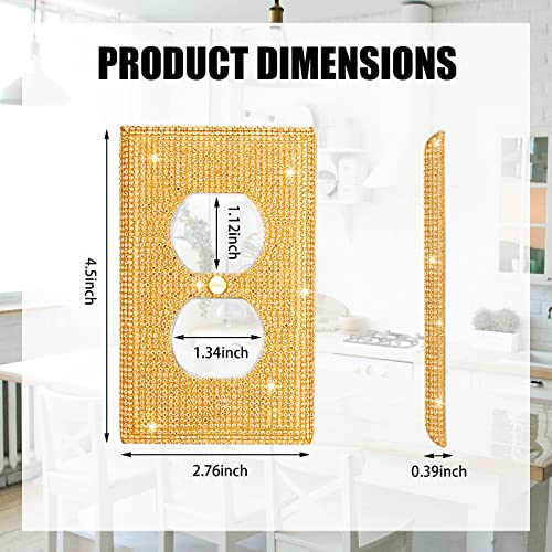 Image of Shiny Golden Rhinestones Wall Plates Light Switch Decorative Cover Plate Single Toggle Rhinestones Outlet Covers Wall Plate