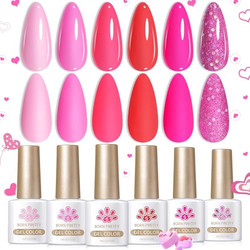 Born Pretty UV Nagellack Neon Pink Gel Nagellack UV Hot Pink Kirschblüte Erdbeere Natürlich Schönes Rosa UV LED Soak off Manicure Gel Lacquer Varnish