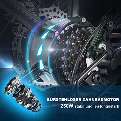 ANCHEER 26 Zoll E-Bike Klappbar MTB Herren Damen, Klapp Ebike mit 250 Watt Motor 36V 8Ah Lithium-Akku, Faltbares Pedelec Faltbar Elektrofahrräder Klappbares Elektrofahrrad 21-Gang Vollfederung – Bild 5