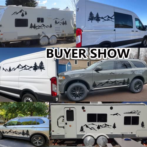 1Pair/2Pcs Car Sticker Reflective Mountain Decal Tree Forest Vinyl Graphic Kit For Camper Rv Trailer Door Panel Decal Bumper Stickers For Car Side Sticker #TOP5