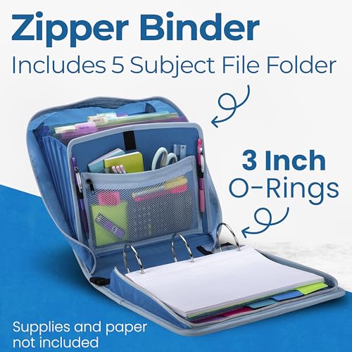 Classeur zippé 3 pouces grand format avec intercalaires Case-it D-146