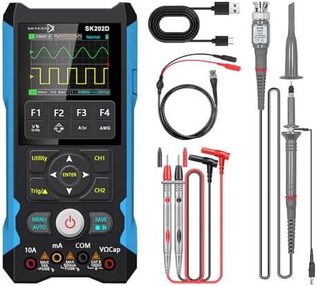 Oscilloscope Multimeter,SkyCenx SK202D 3 in 1 Handheld Oscilloscope Multimeter DDS Generator, 2 Channels, 80MHz Bandwidth, 200MSa/s Sampling Rate, 6000 Counts