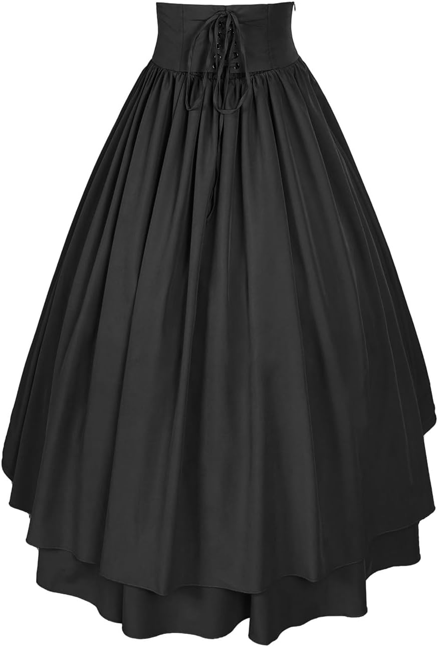 Women Victorian Skirt Medieval Renaissance Peasant Skirt Floor High Waisted Fluttering Long Skirt - Image 5