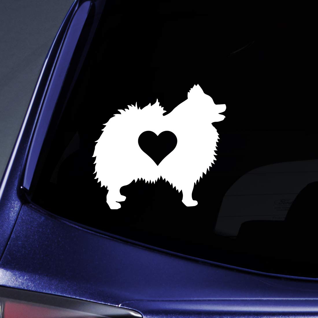 Bargain Max Decals Pomeranian Love Silhouette Sticker Decal Notebook Car Laptop 5.5" (White)