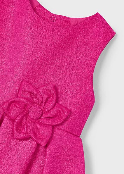 Mayoral Abito Vestito Elegante Satinato Cerimonia Bambina 5 Anni - 98 cm Color Magenta con Scollo Posteriore