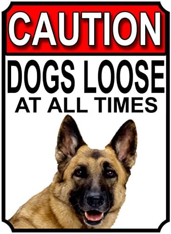 ALL BREEDS - BEWARE DOGS LOOSE AT ALL TIMES METAL SIGN GERMAN SHEPHERD 200MM X 150MM (998H1)