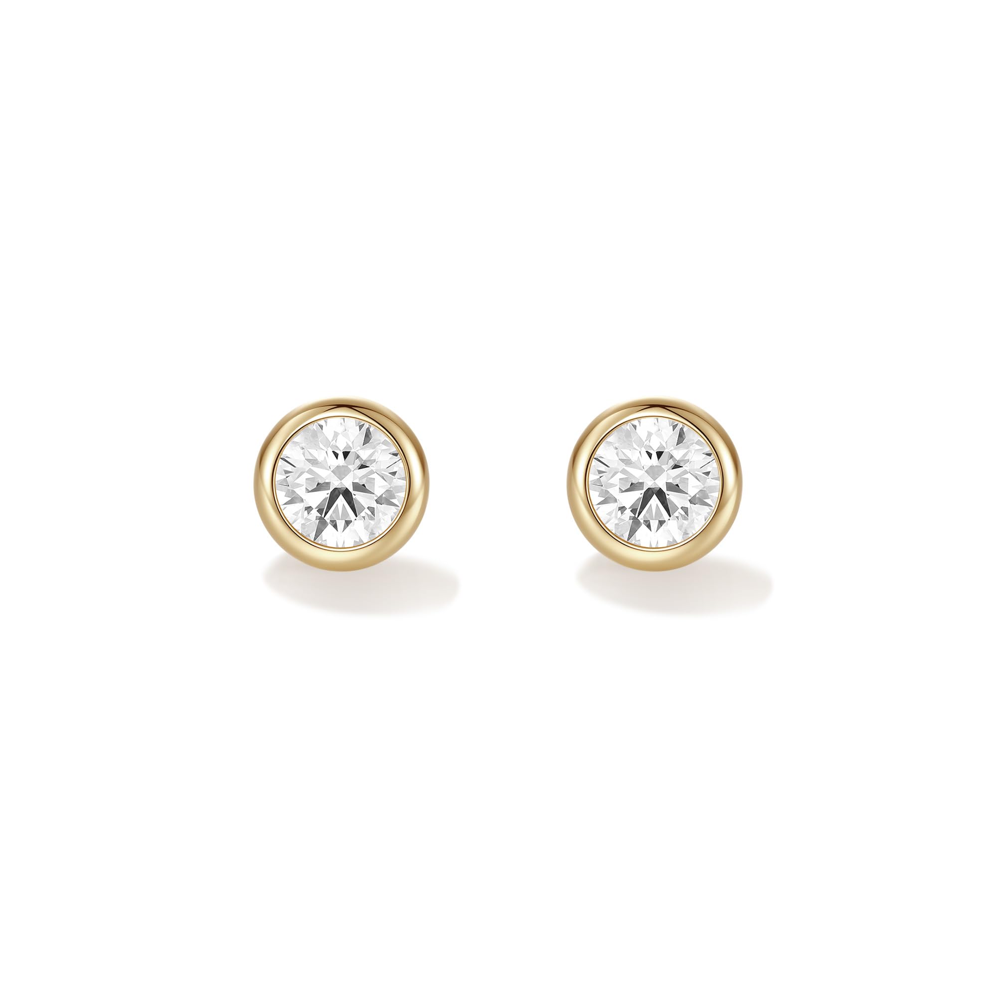 FANCIME Lünetten-Set Ohrstecker mit 0.2-0.6 Ct Lab-Grown Diamant(Farben D-E, Reinheit VS) Vergoldet 925 Sterling Silber Ohrringe Ohrstecker Geschenke Schmuck für Damen Sie