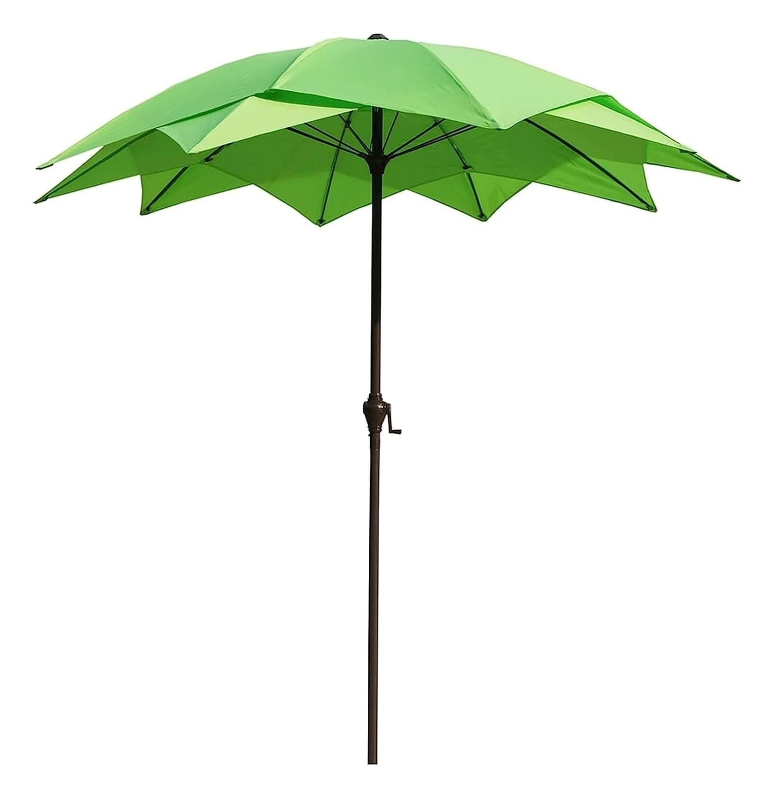 Parasol Tarasowy Parasol Plażowy 8,2FT 2-poziomowy Ogrodowy Z Wentylacją Wodoodporny 10 Żebrami Zewnątrz(Grün)
