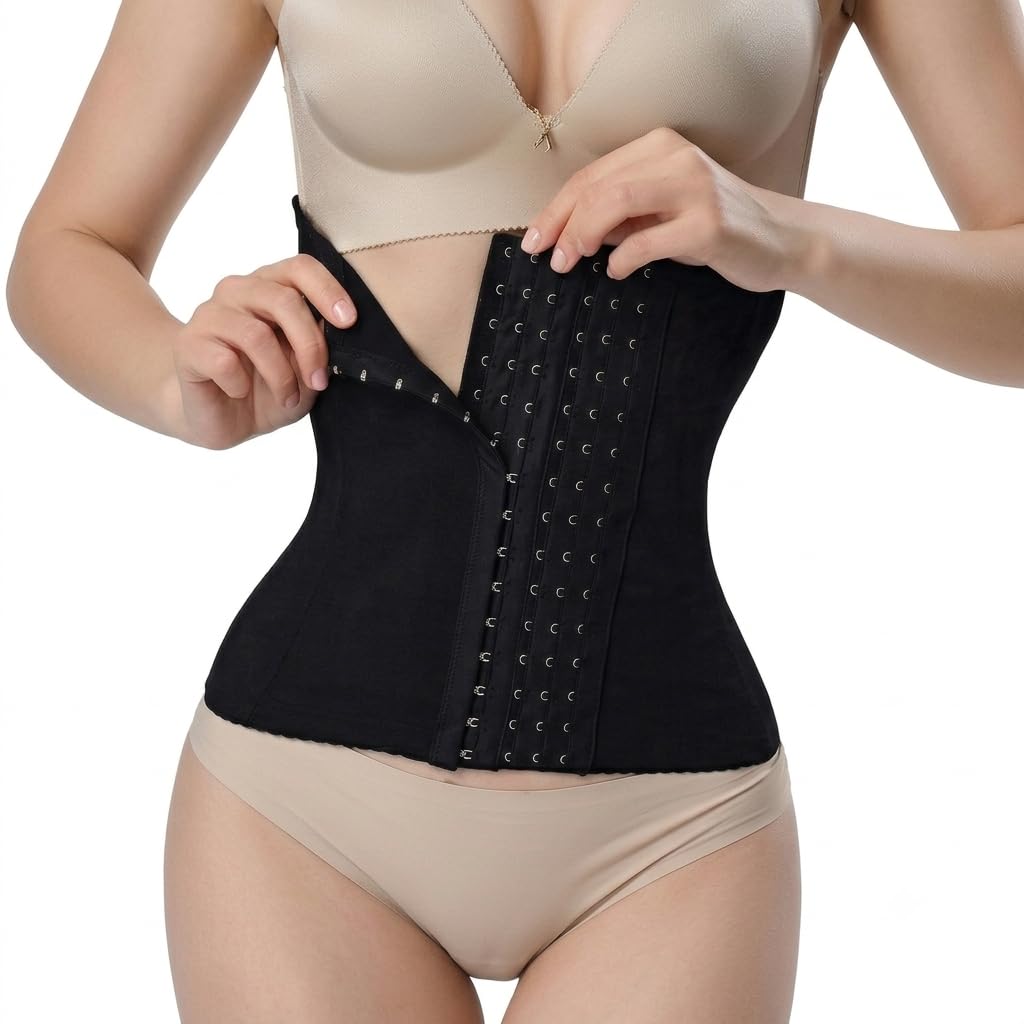 Women Waist Trainer Corset Tummy Belt, Black-picture-35
