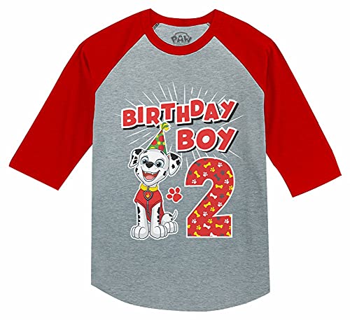 Image of Tstars Paw Patrol Rubble 3rd Birthday Baseball Tee Toddler Boy 3 /4 | Soft raglan Rubble digging tee for turning three; great for 3rd birthday, construction party, photo gift