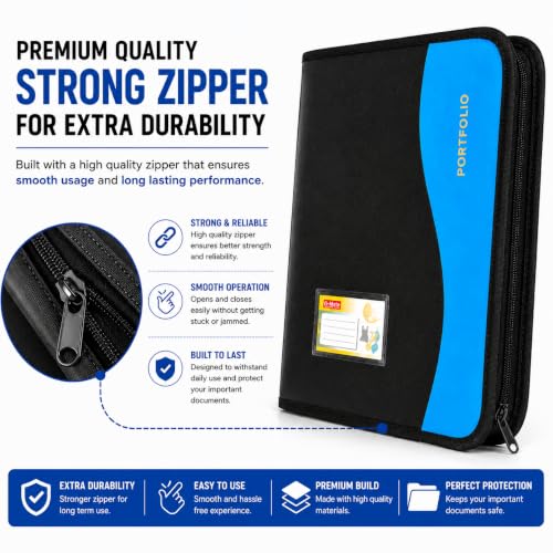 Cuzinote Premium Leather Document Folder with 20 Sleeves & Zip - Image 7