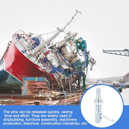 QUARKZMAN 2 Stück Ausziehbarer Indexierungs-Spannstift, M12 l Feder-Spannstift aus Kohlenstoffstahl mit Federbelasteter Riegel mit Mutter für Maschinenbau Schiffbau